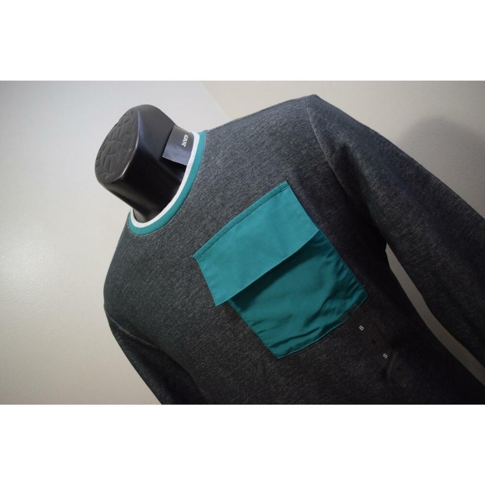 35391 New Mens Alfani Stretch Gray Front‎ Pocket Pullover Sweater Size Small